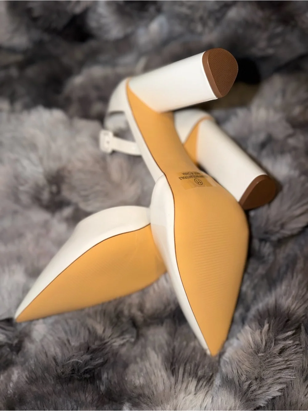 Lulu's Ivory Pointed-Toe Ankle Strap Block Heels | 11